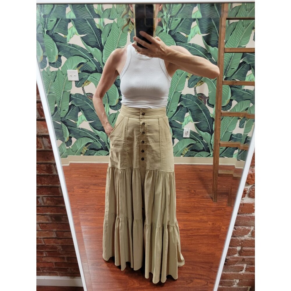 A.L.C. x Petra Flannery "Inez" Maxi Skirt in Beige